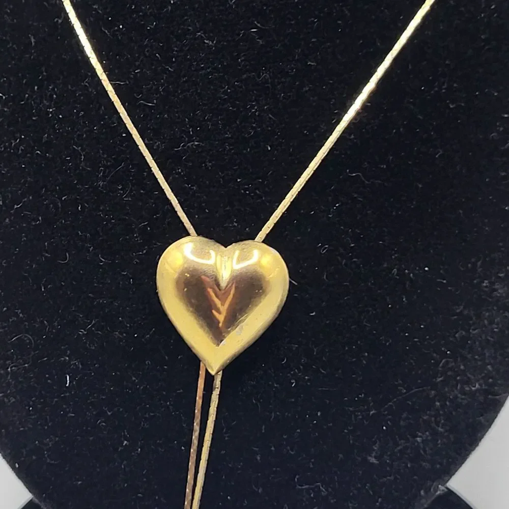 Estate Adjustable Heart Bolo Necklace 28in - Picture 2 of 6
